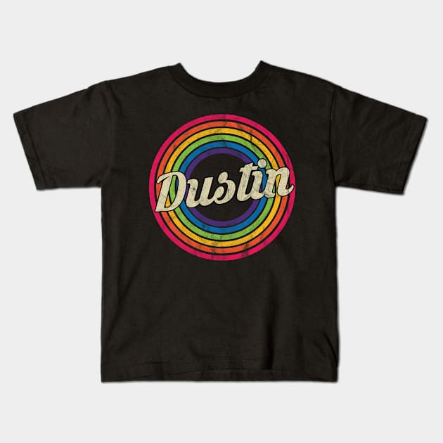 Dustin - Retro Rainbow Faded-Style Kids T-Shirt by MaydenArt